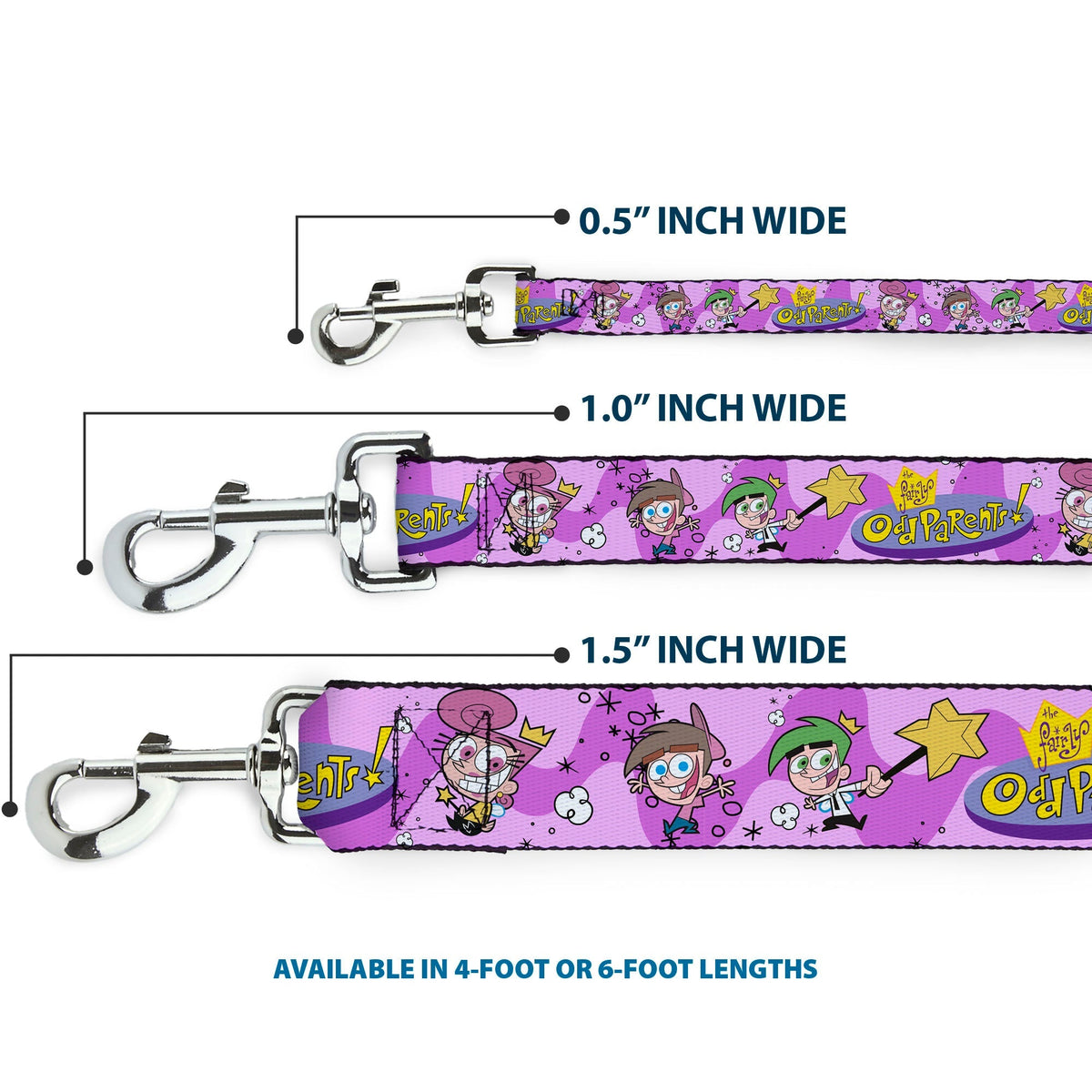 Dog Leash - THE FAIRLY ODDPARENTS Timmy with Cosmo and Wanda Group Pose Pinks 