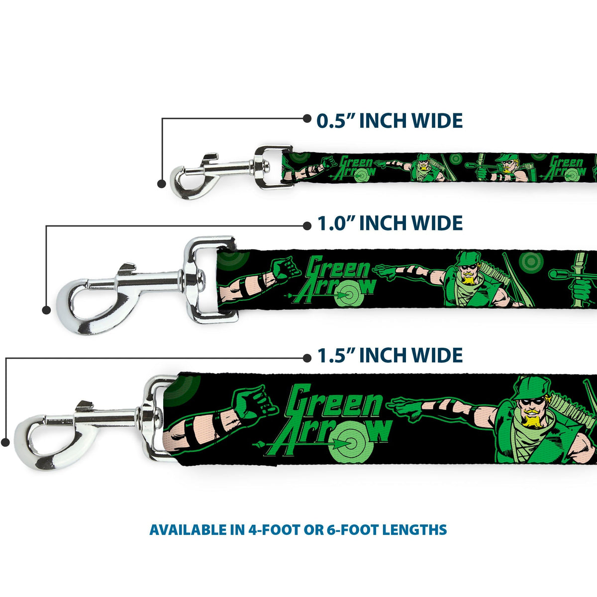 Dog Leash - GREEN ARROW Action Poses Targets Black Greens 