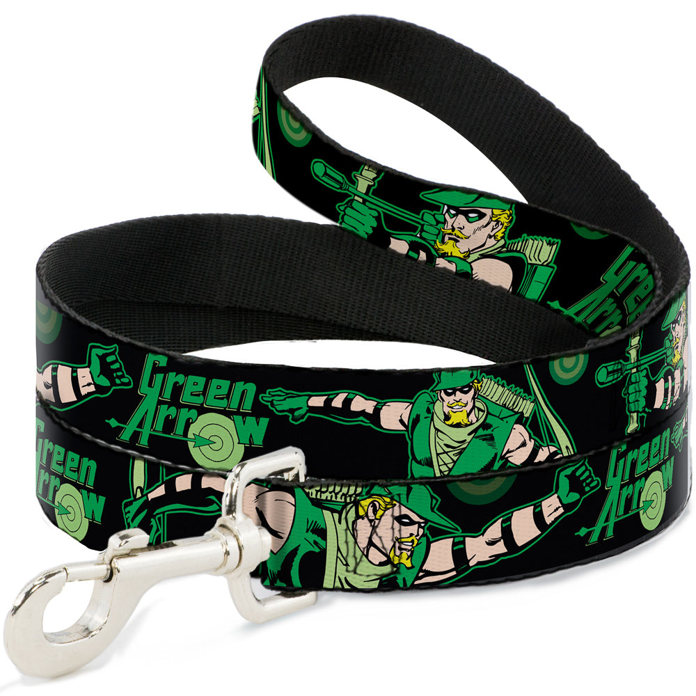 Dog Leash - GREEN ARROW Action Poses Targets Black Greens 