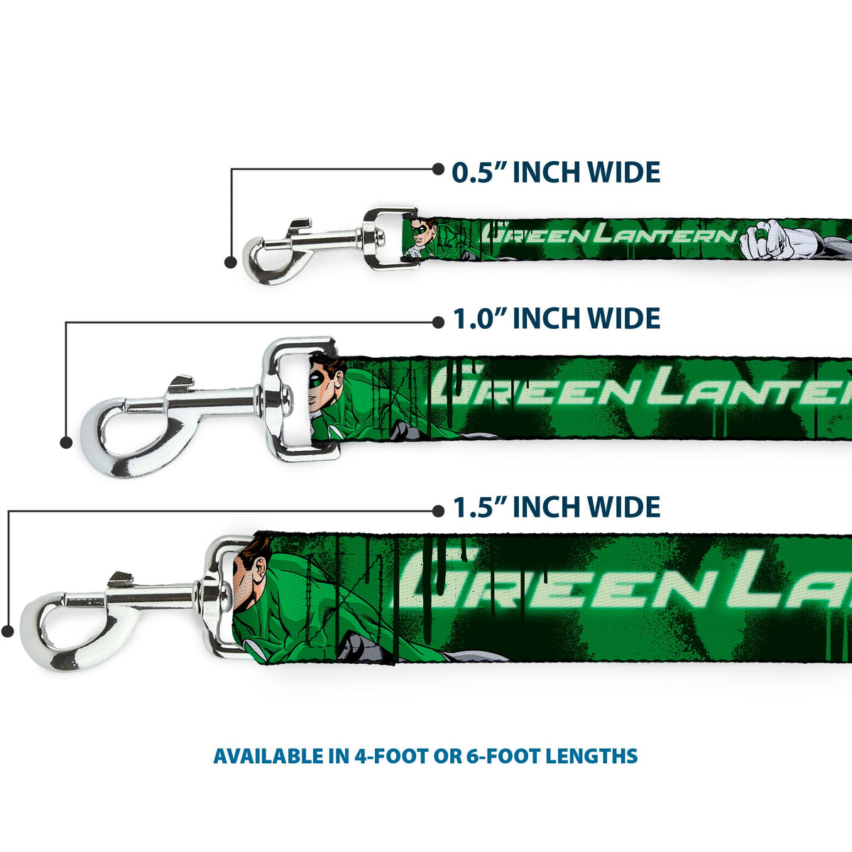 Dog Leash - Green Lantern Green Glow w/Text 