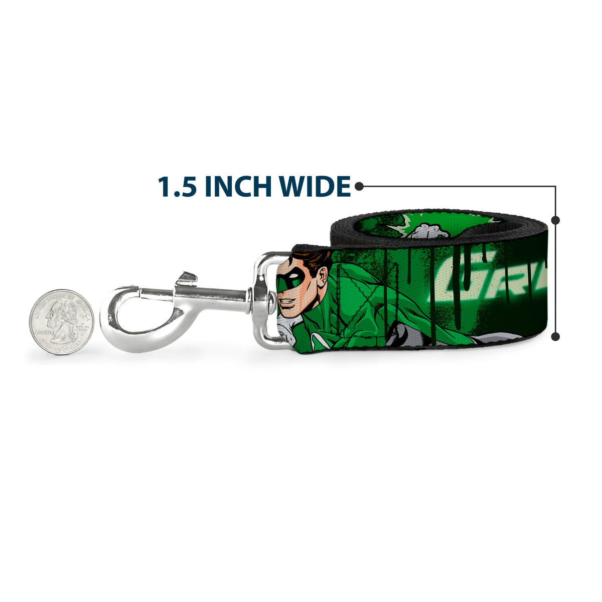 Dog Leash - Green Lantern Green Glow w/Text 