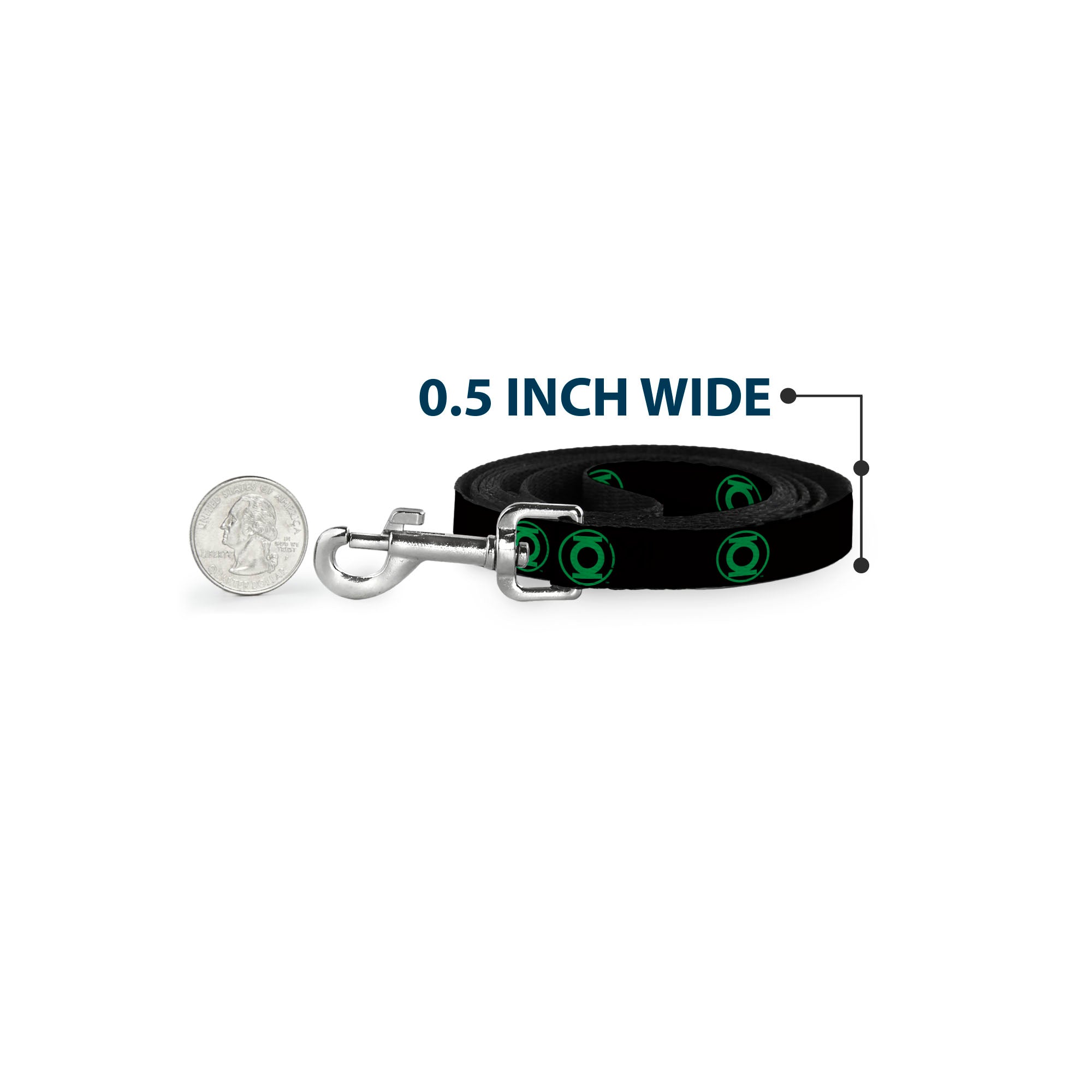 Dog Leash - DC League of Super-Pets Green Lantern Logo Black/Green - HT Animal Supply