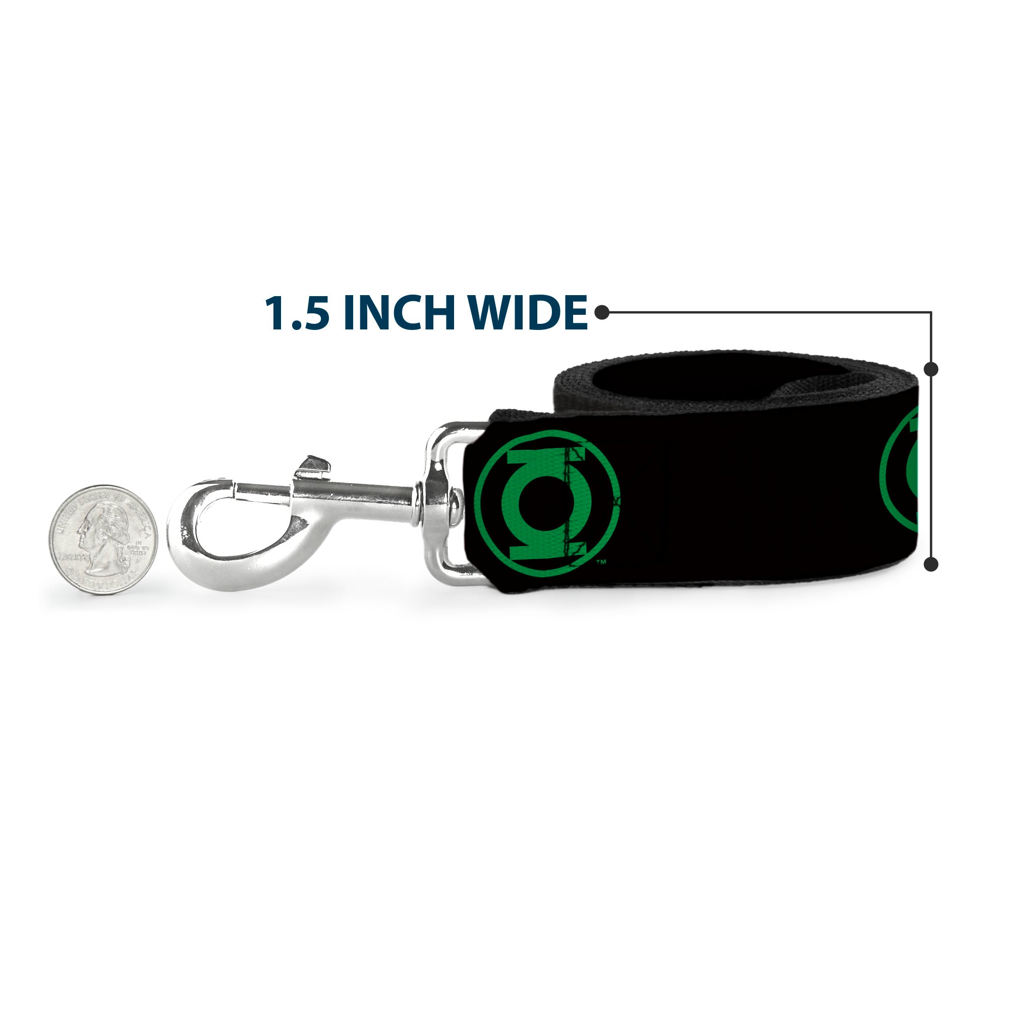 Dog Leash - DC League of Super-Pets Green Lantern Logo Black/Green - HT Animal Supply