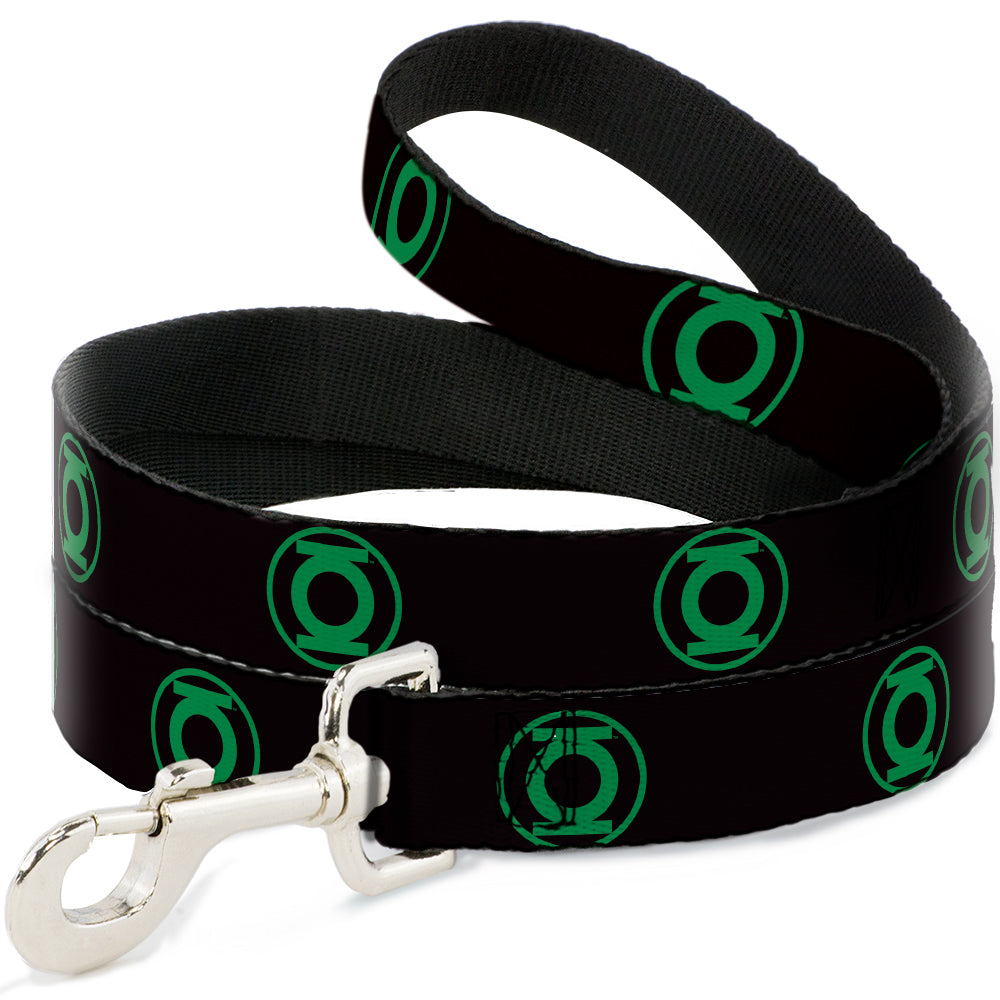 Dog Leash - DC League of Super-Pets Green Lantern Logo Black/Green - HT Animal Supply