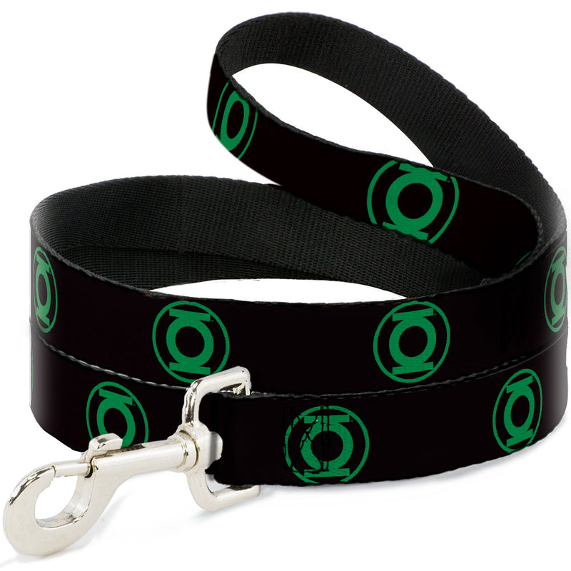 Dog Leash - DC League of Super-Pets Green Lantern Logo Black/Green - HT Animal Supply