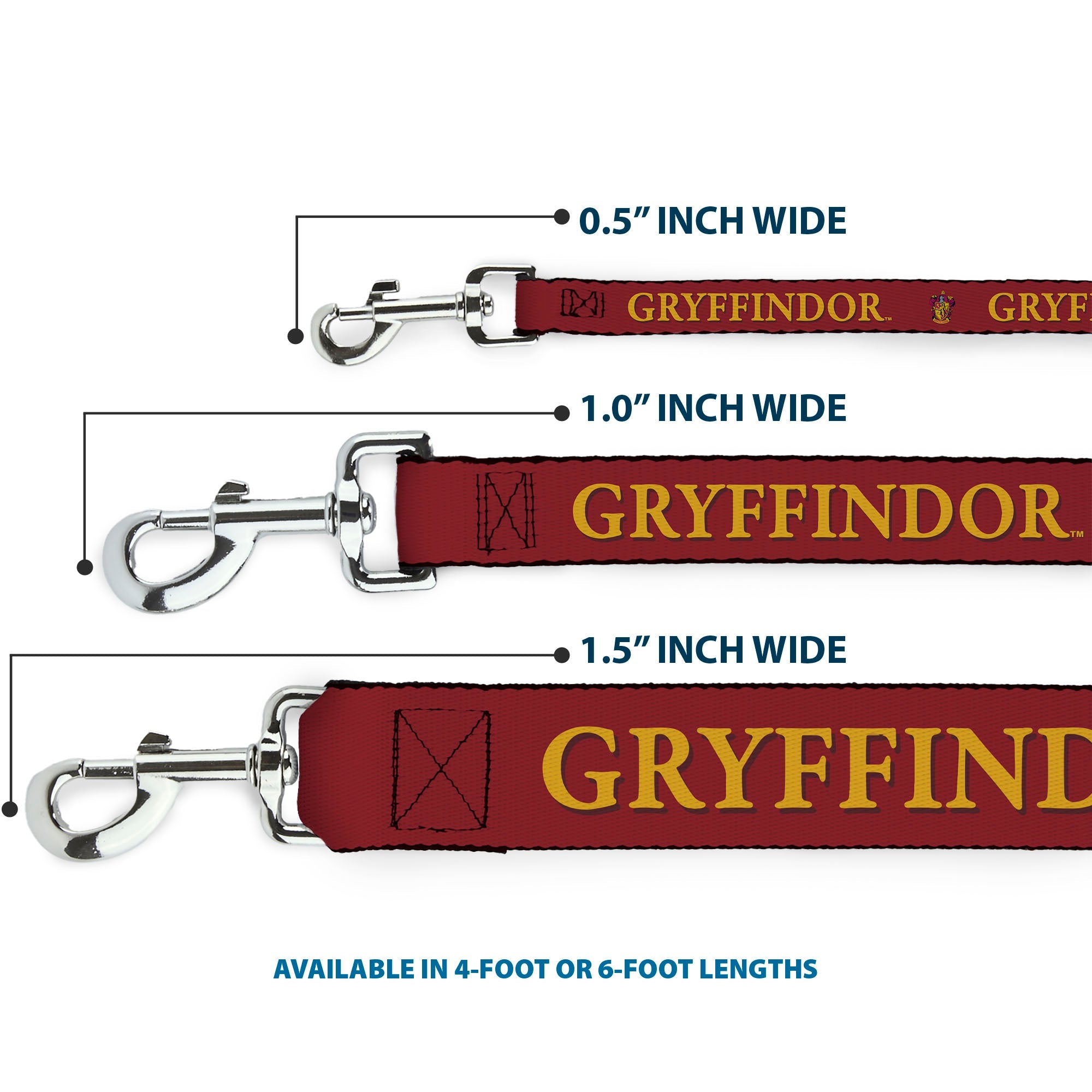Dog Leash - Harry Potter GRYFFINDOR & Crest Black/Red - HT Animal Supply