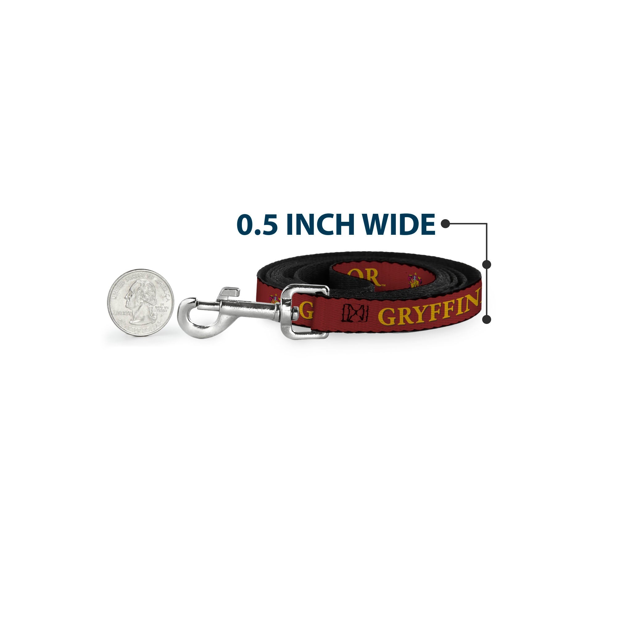 Dog Leash - Harry Potter GRYFFINDOR & Crest Black/Red - HT Animal Supply