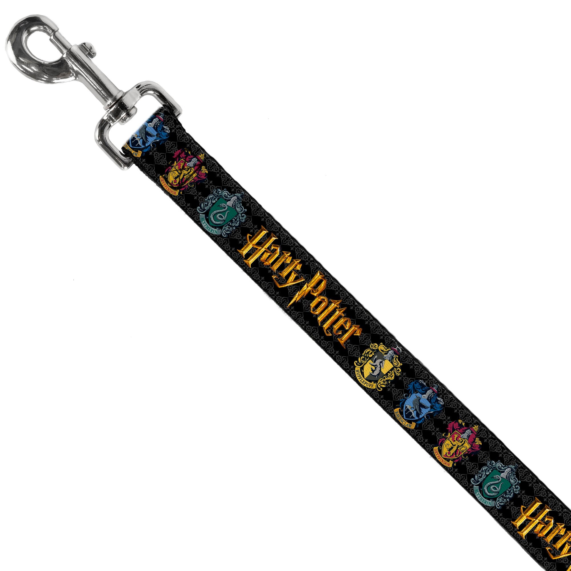 Dog Leash - HARRY POTTER Hufflepuff/Ravenclaw/Gryffindor/Slytherin Coat of Arms Black - HT Animal Supply