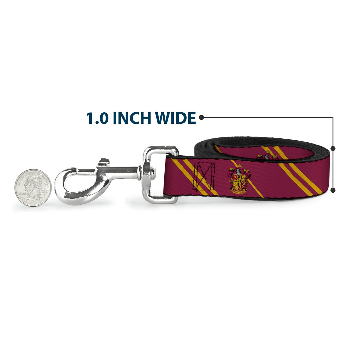 Dog Leash - GRYFFINDOR Crest/Stripe Burgundy/Gold - HT Animal Supply