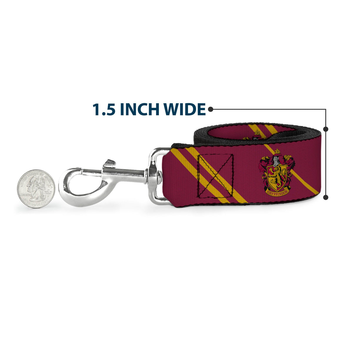 Dog Leash - GRYFFINDOR Crest/Stripe Burgundy/Gold - HT Animal Supply