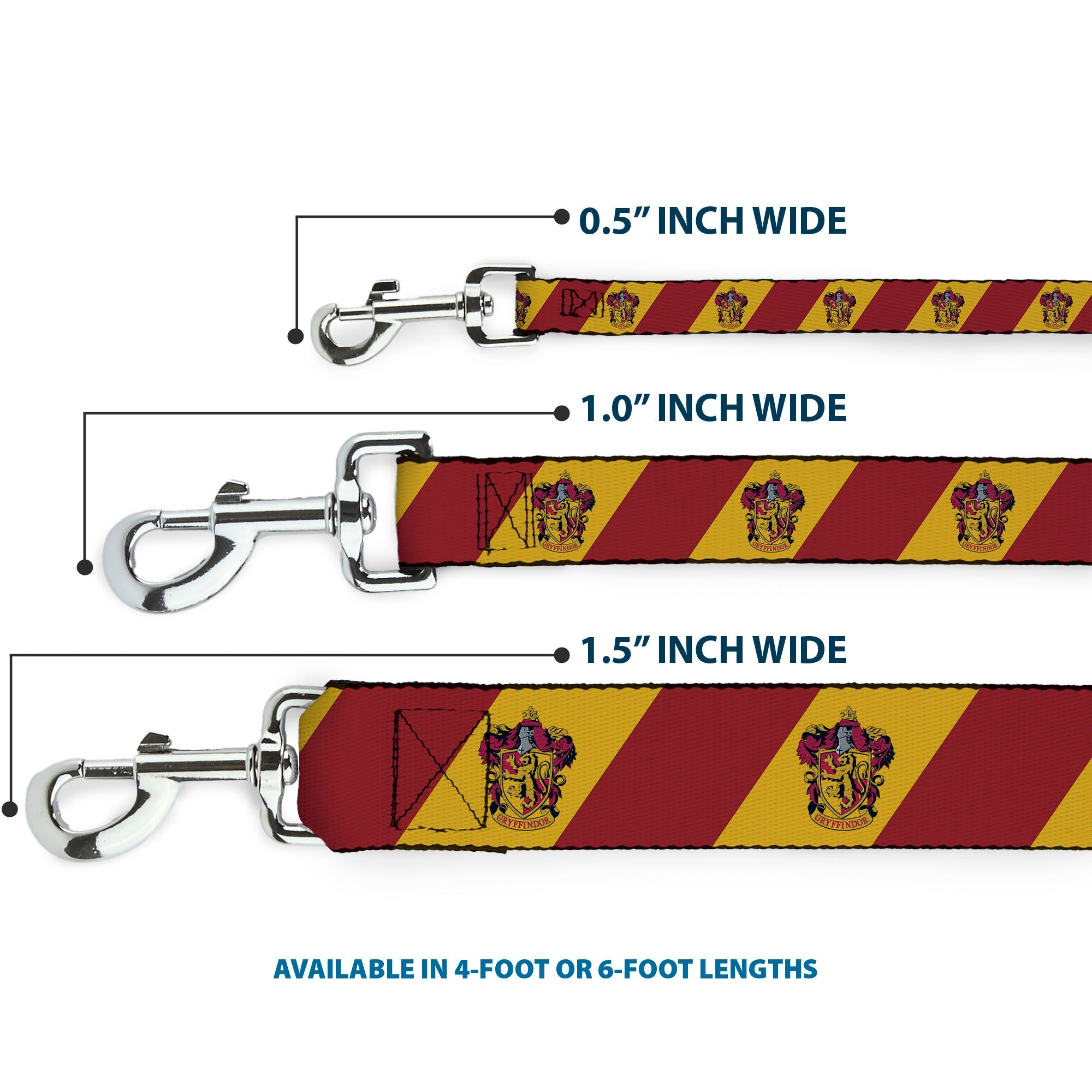 Dog Leash - GRYFFINDOR Crest Diagonal Stripe Gold/Red