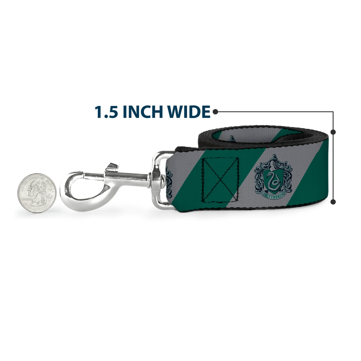 Dog Leash - SLYTHERIN Crest Diagonal Stripe Gray/Green 