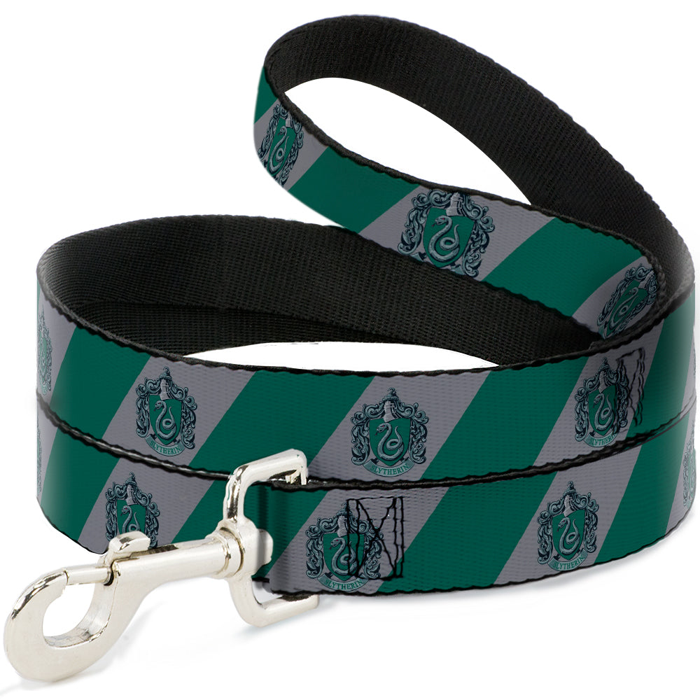 Dog Leash - SLYTHERIN Crest Diagonal Stripe Gray/Green 