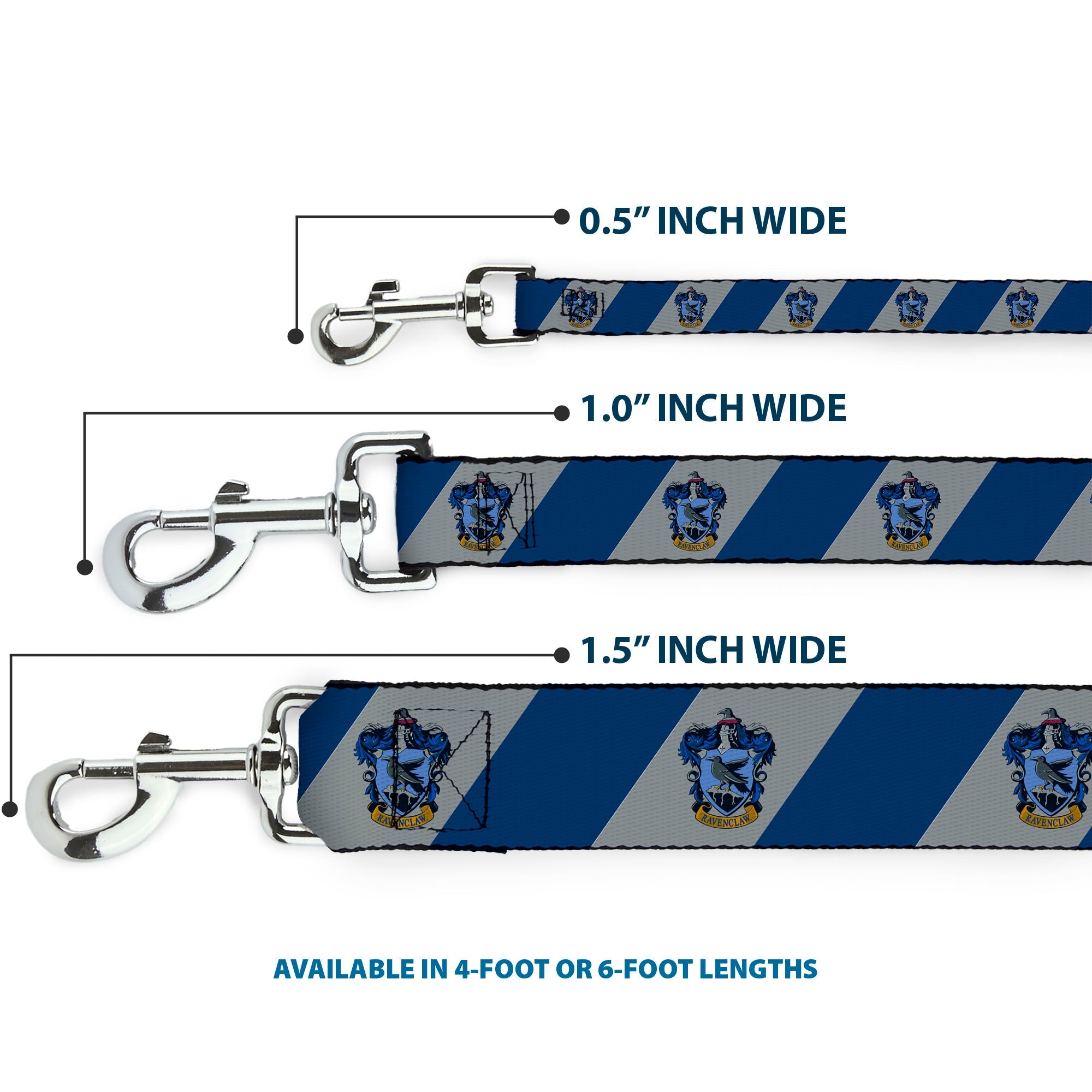 Dog Leash - RAVENCLAW Crest Diagonal Stripe Gray/Blue
