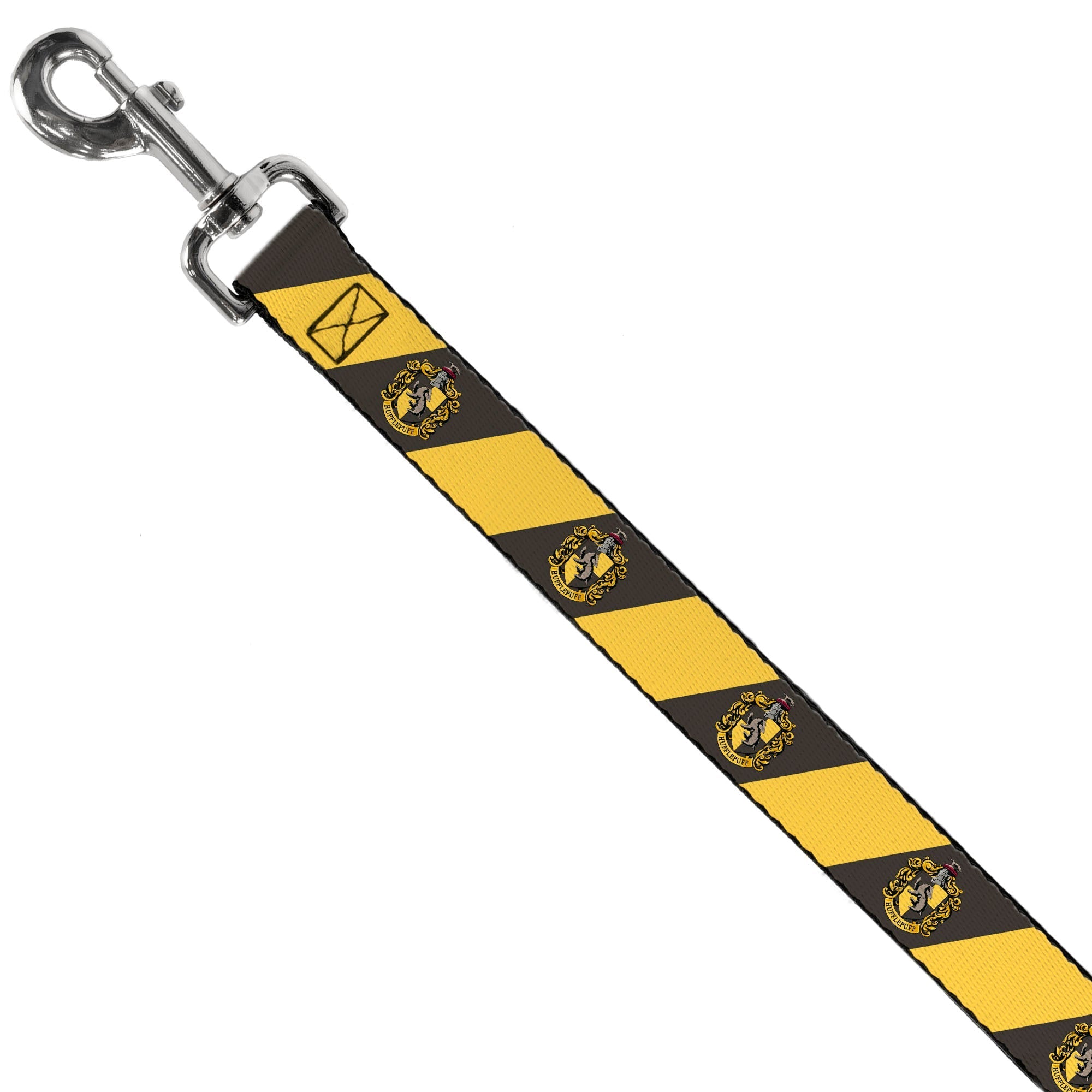 Dog Leash - HUFFLEPUFF Crest Diagonal Stripe Charcoal Gray/Yellow 