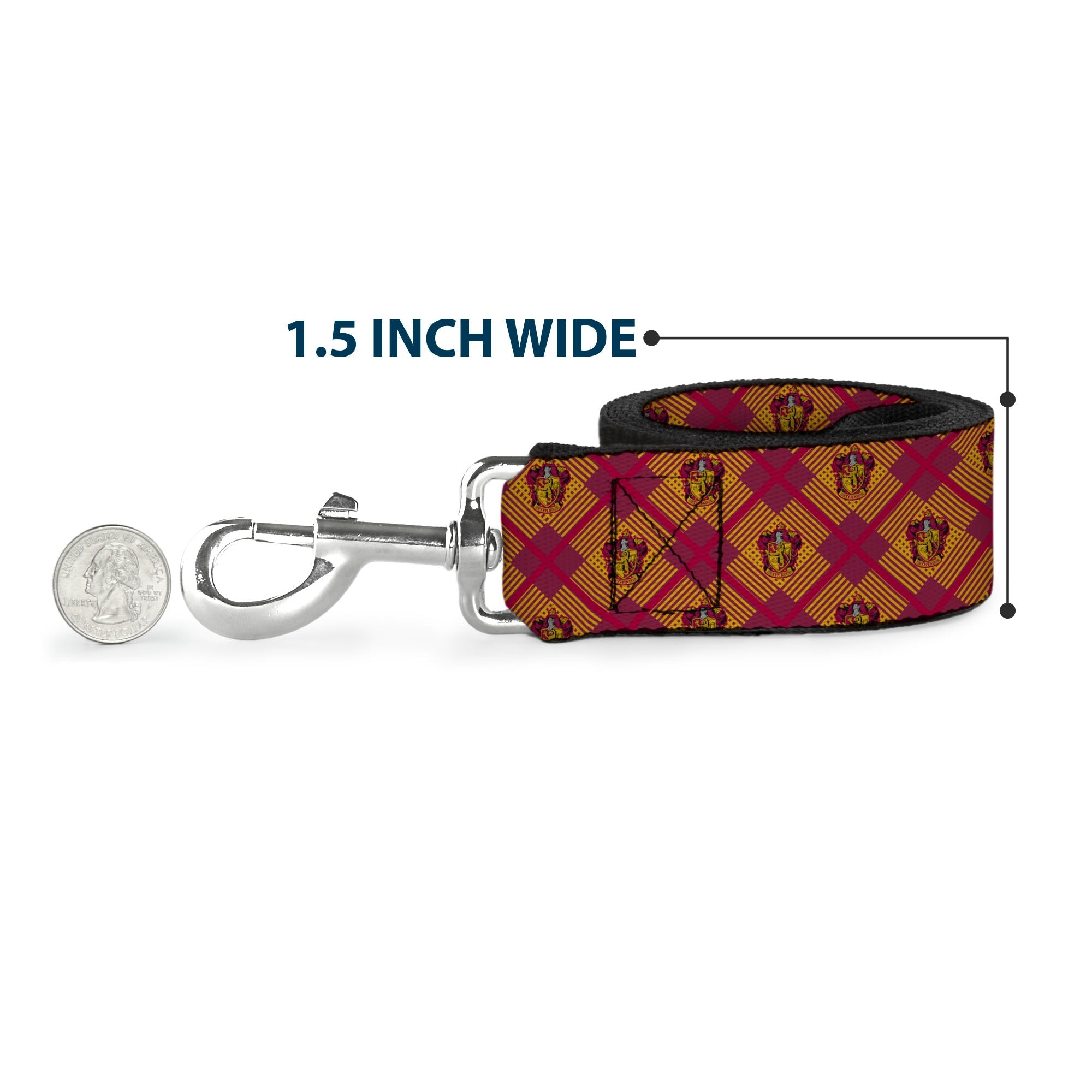 Dog Leash - Harry Potter Gryffindor Crest Plaid Reds/Gold - HT Animal Supply