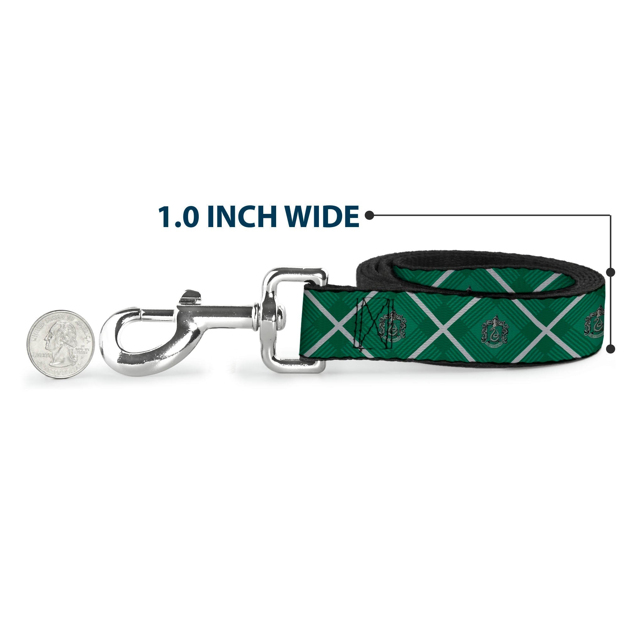 Dog Leash - Harry Potter Slytherin Crest Plaid Greens/Gray