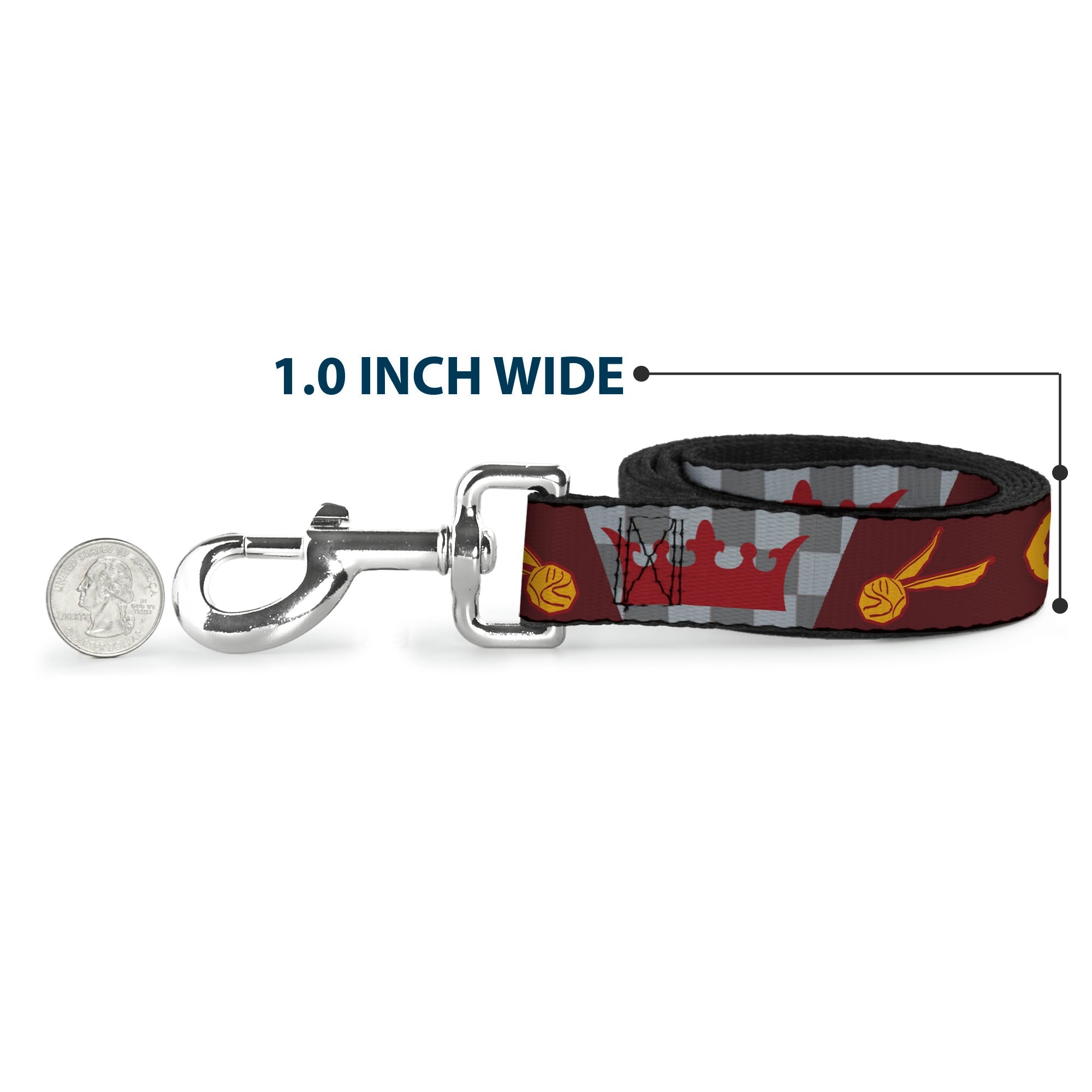 Dog Leash - Harry Potter GRYFFINDOR/Quiditch Ball/Crown Burgundy Red/Golds/Grays