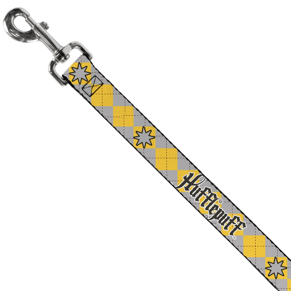 Dog Leash - Harry Potter HUFFLEPUFF/Stars Argyle Plaid Gray/Gold/Browns 