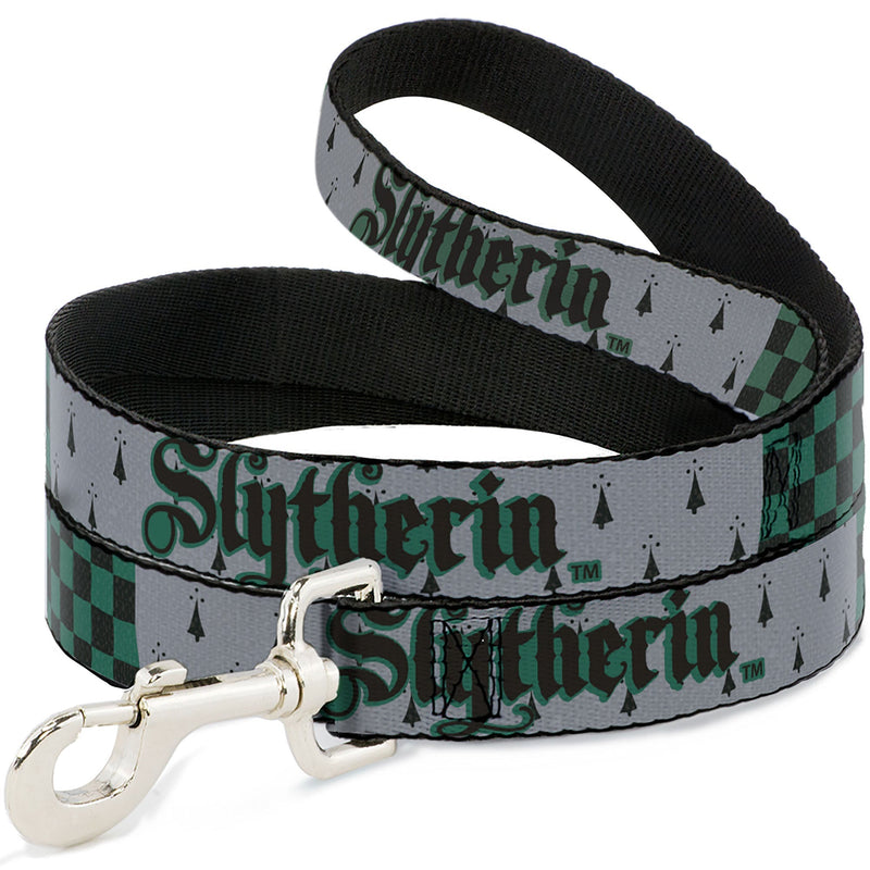 Dog Leash - Harry Potter SLYTHERIN/Checker Blocks Grays/Greens