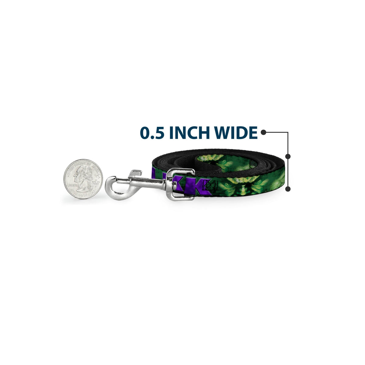 Dog Leash - HULK Face CLOSE-UP/Action Pose Greens/Purples 