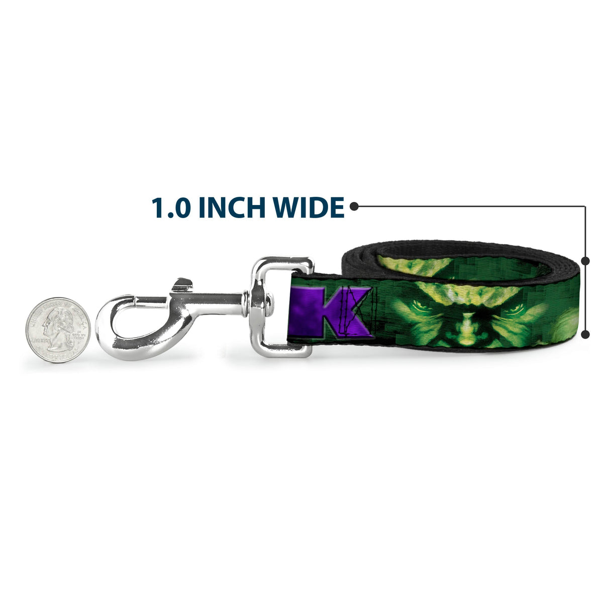 Dog Leash - HULK Face CLOSE-UP/Action Pose Greens/Purples 