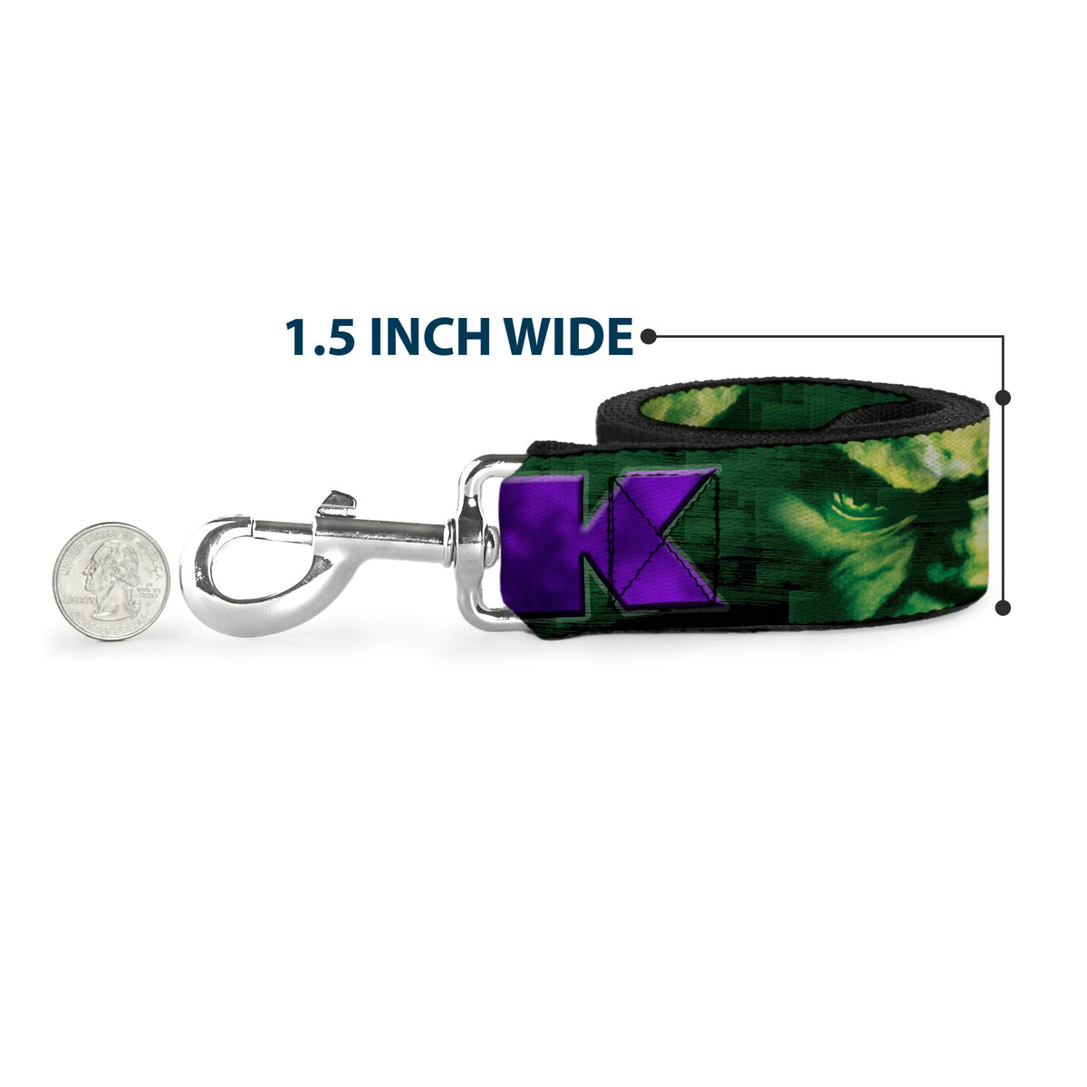 Dog Leash - HULK Face CLOSE-UP/Action Pose Greens/Purples 