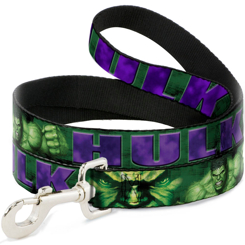 Dog Leash - HULK Face CLOSE-UP/Action Pose Greens/Purples 