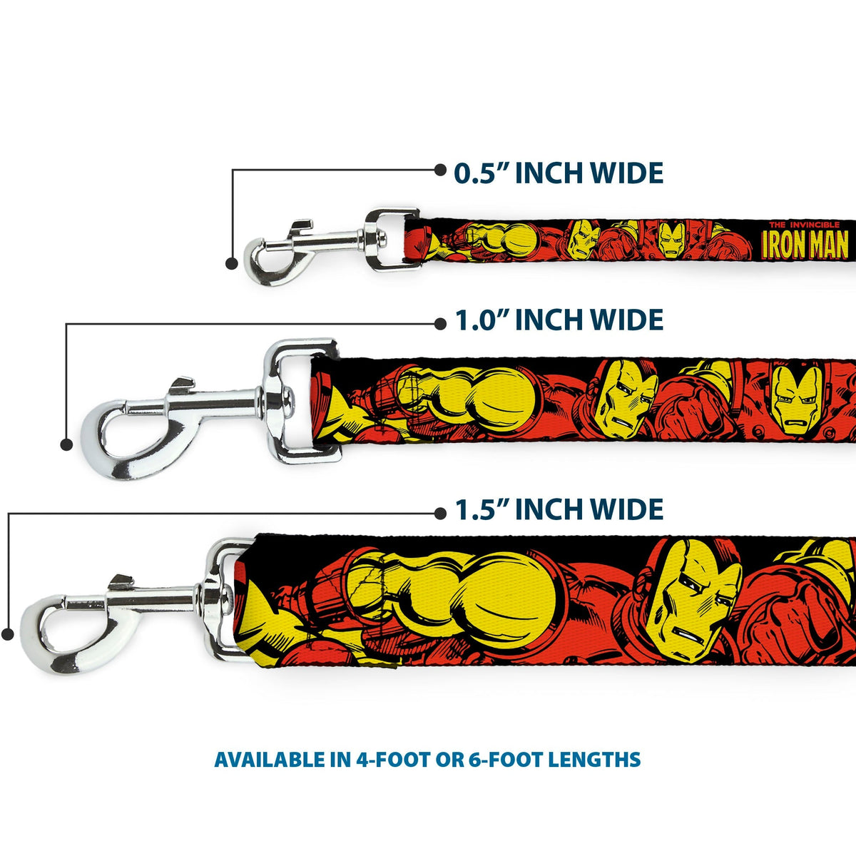 Dog Leash - THE INVINCIBLE IRON MAN Action Poses Black/Red/Yellow 