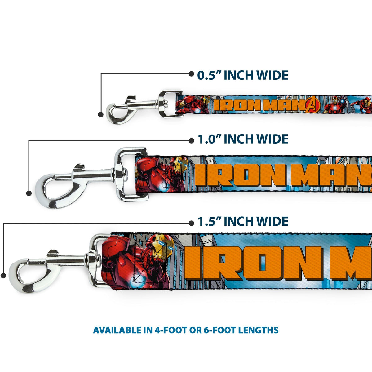 Dog Leash - IRON MAN w/Avengers Logo Cityscape 