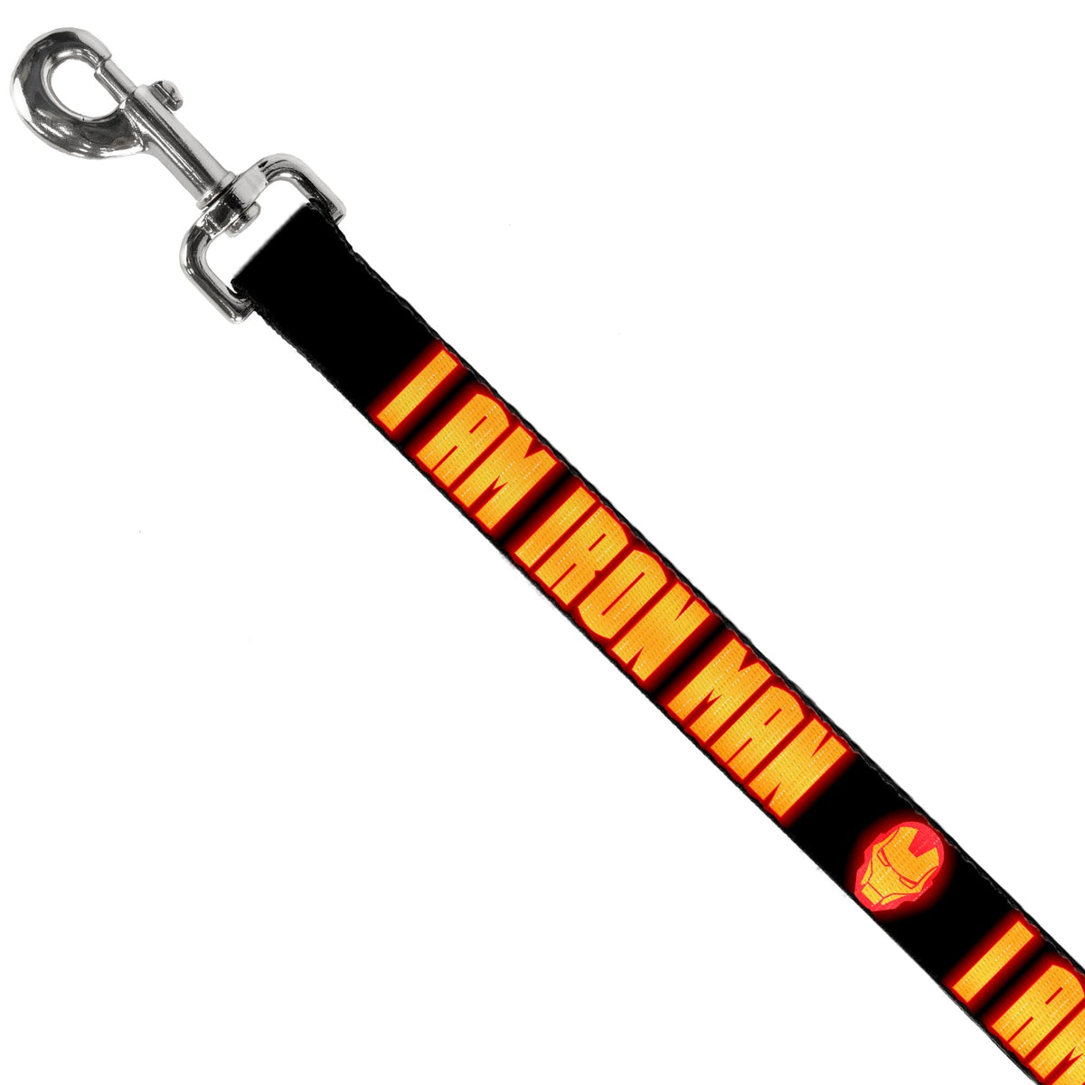 Dog Leash - Iron Man Face/I AM IRON MAN Black/Yellow Glow 