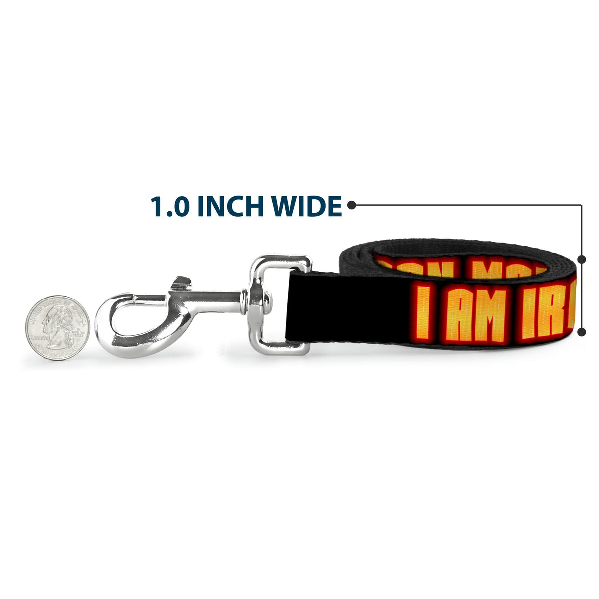 Dog Leash - Iron Man Face/I AM IRON MAN Black/Yellow Glow 