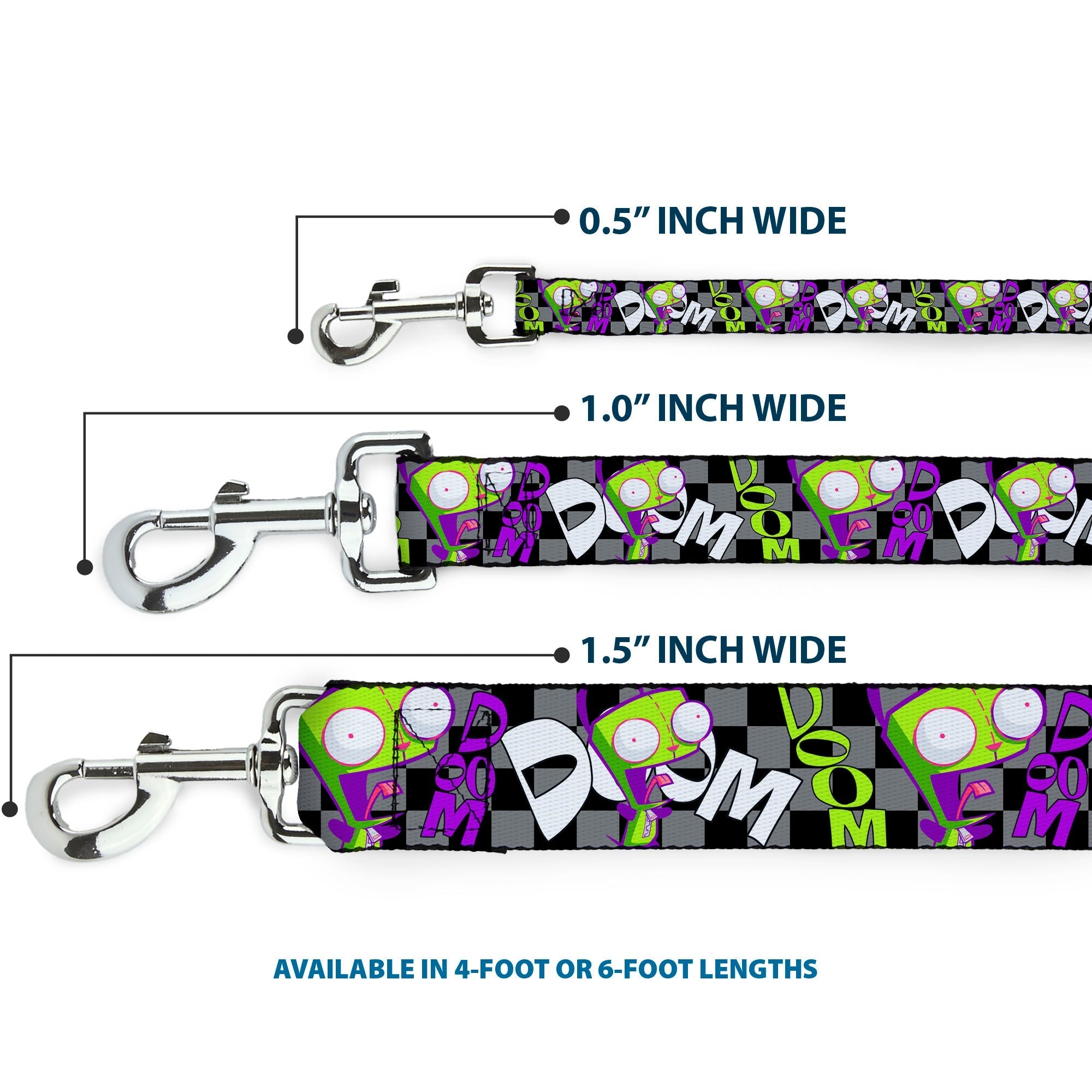 Dog Leash - Invader Zim GIR DOOM Pose Checker Black/Gray