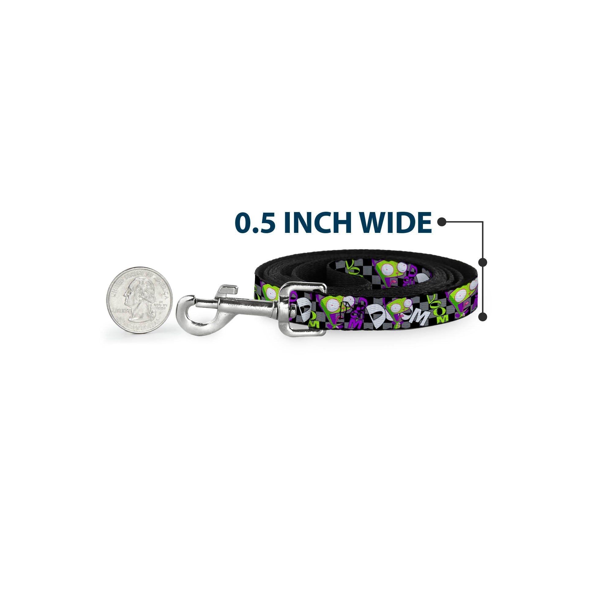 Dog Leash - Invader Zim GIR DOOM Pose Checker Black/Gray