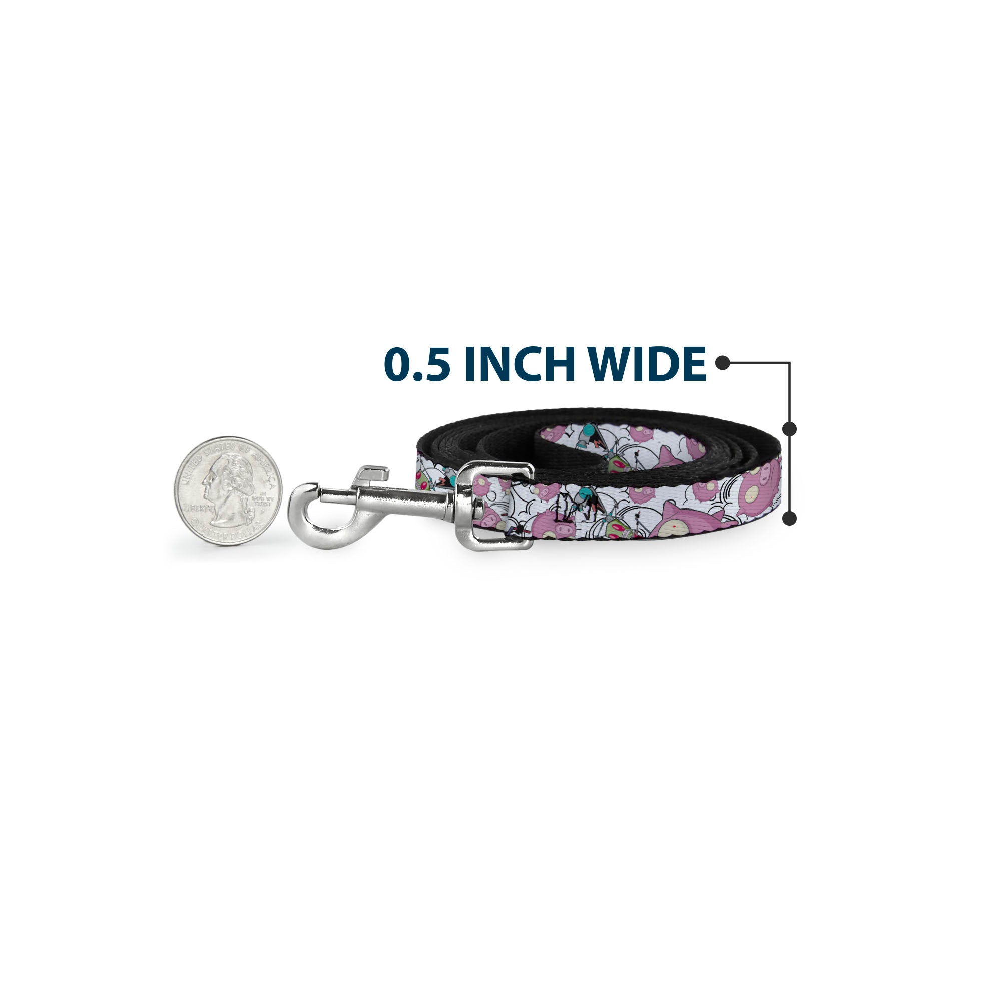 Dog Leash - Invader Zim GIR and Piggy Doddles White/Black