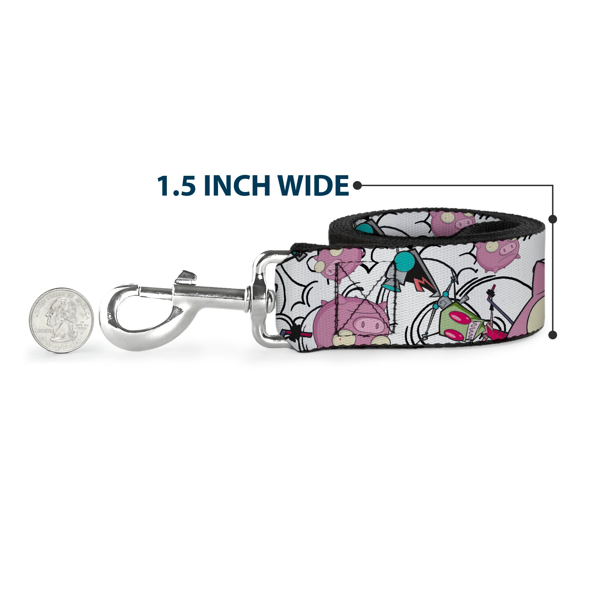 Dog Leash - Invader Zim GIR and Piggy Doddles White/Black