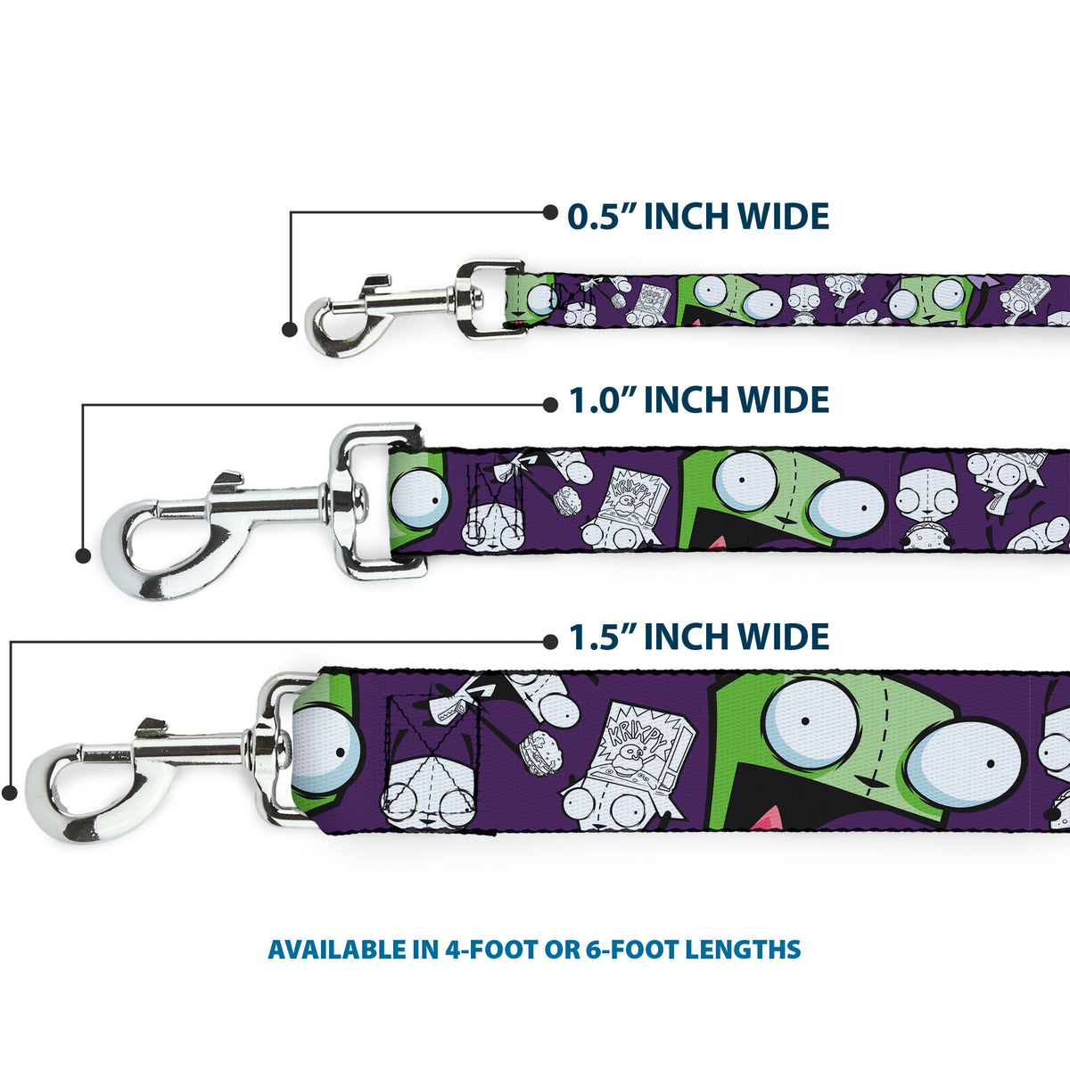 Dog Leash - Invader Zim GIR Poses and Sketch Purple 