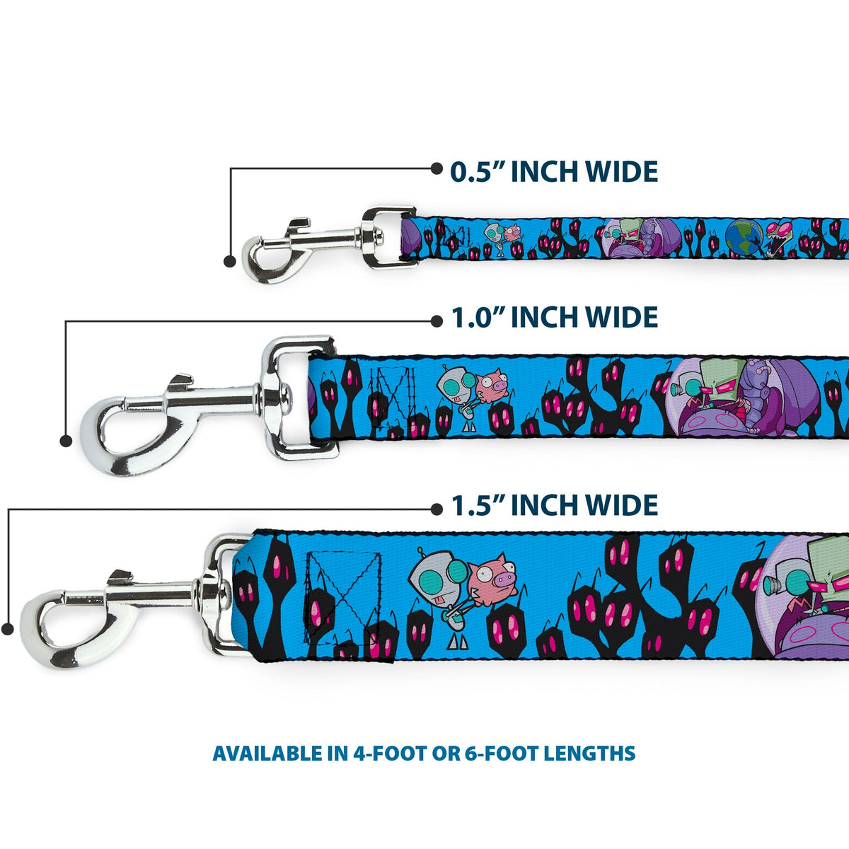 Dog Leash - Invader Zim GIR and Piggy Rule the World Poses Blue 