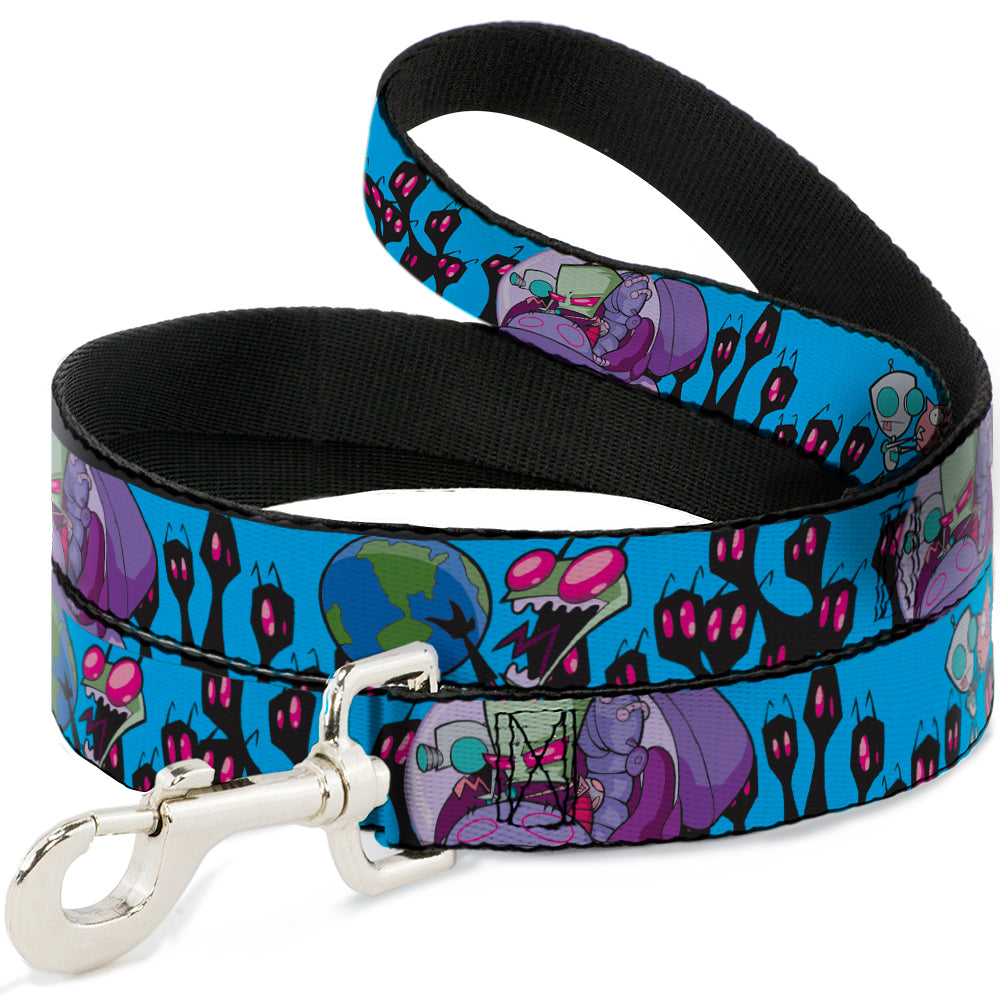 Dog Leash - Invader Zim GIR and Piggy Rule the World Poses Blue 