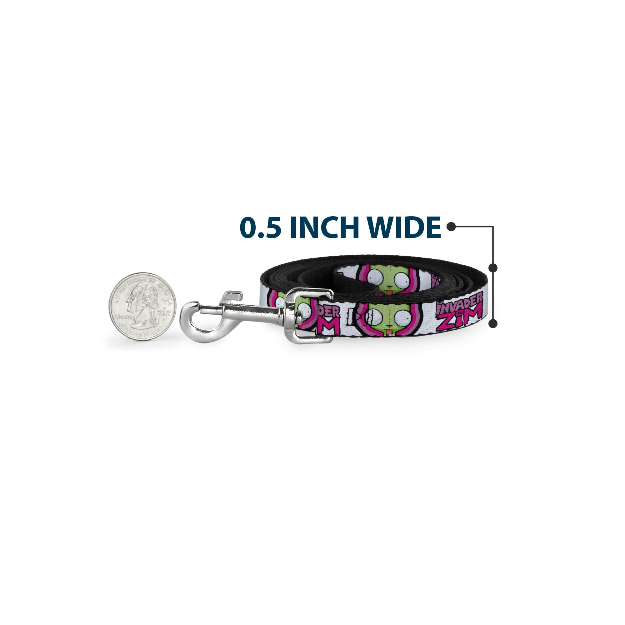Dog Leash - INVADER ZIM Title Logo and GIR Pose Close-Up White/Pinks