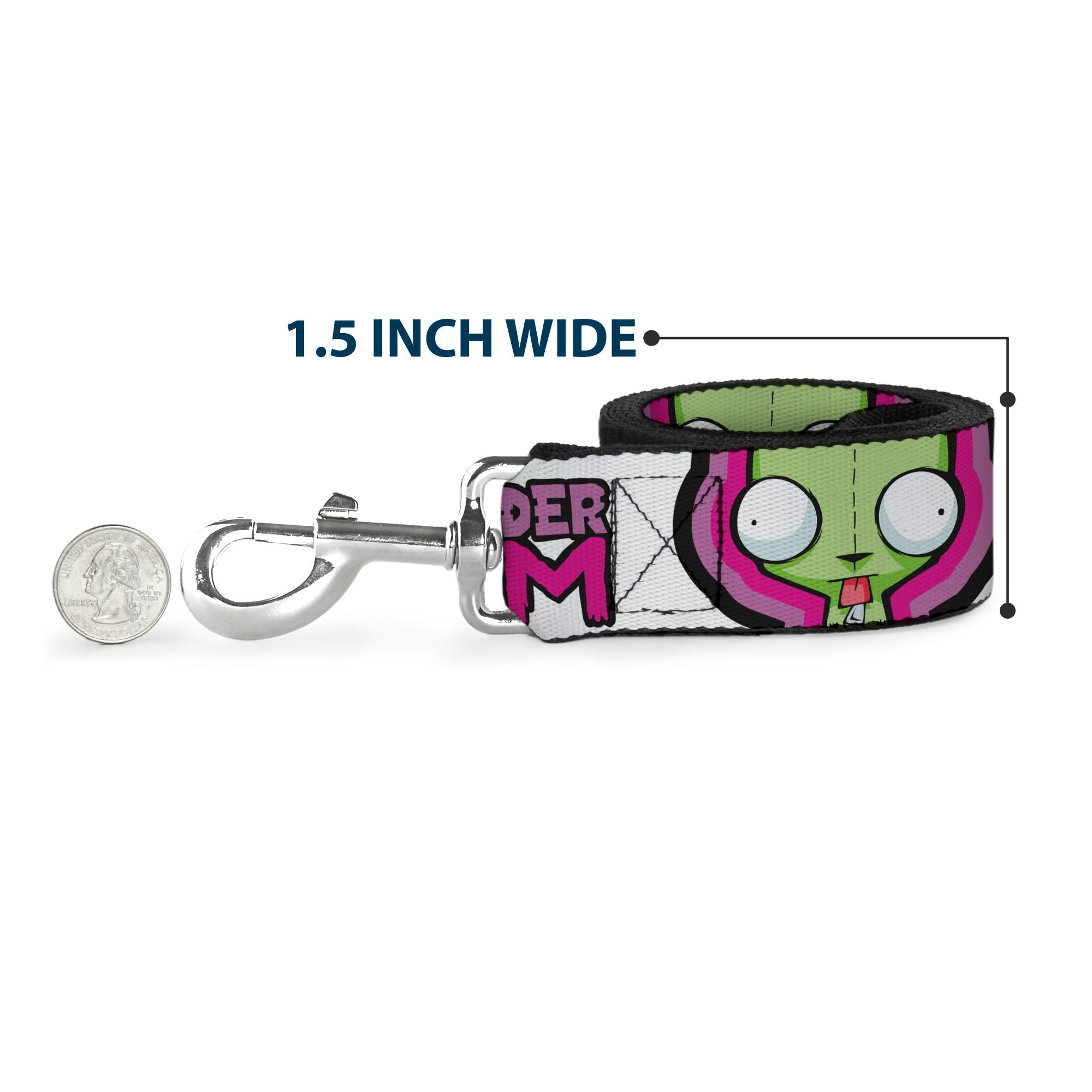 Dog Leash - INVADER ZIM Title Logo and GIR Pose Close-Up White/Pinks