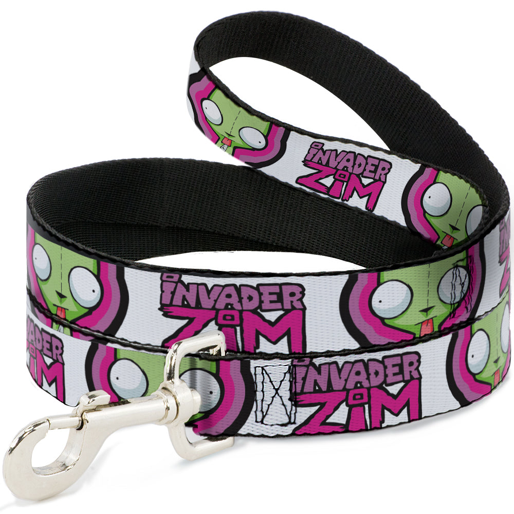Dog Leash - INVADER ZIM Title Logo and GIR Pose Close-Up White/Pinks
