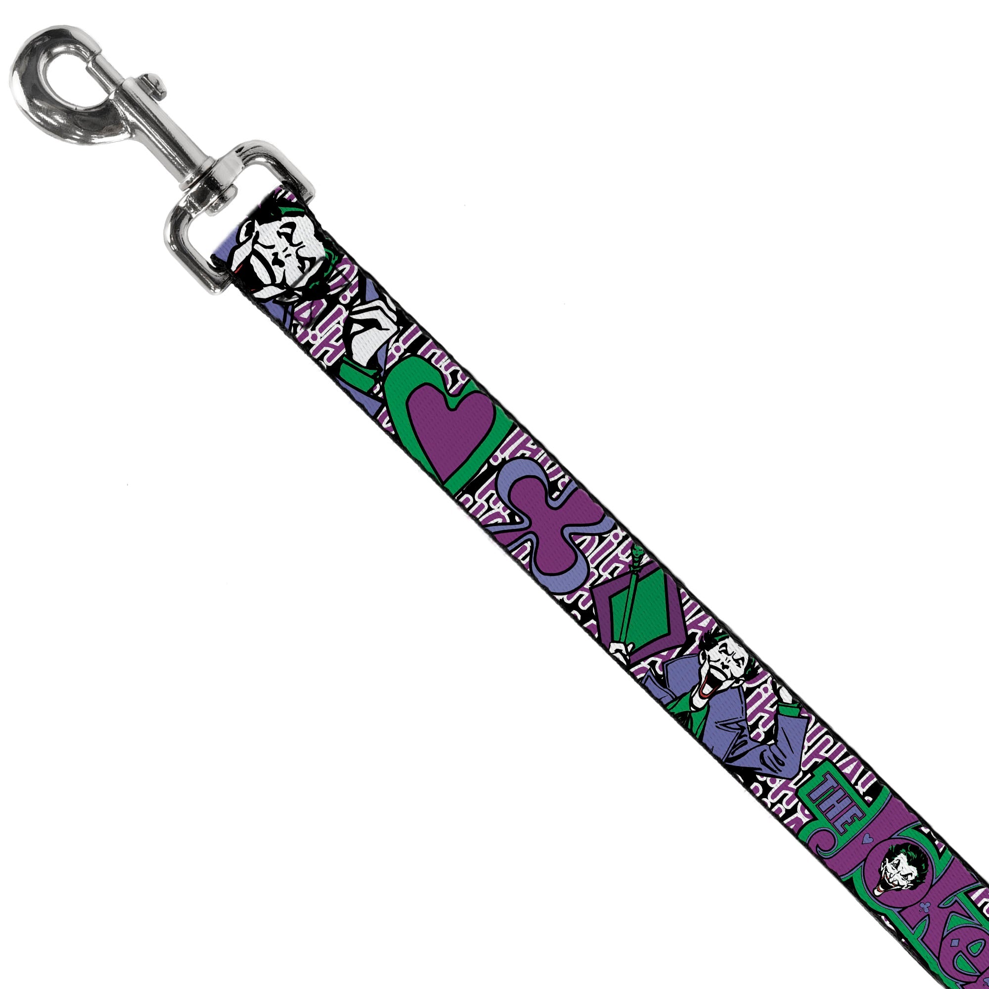 Dog Leash - Joker Face/Logo/Spades Black/White/Purple - HT Animal Supply