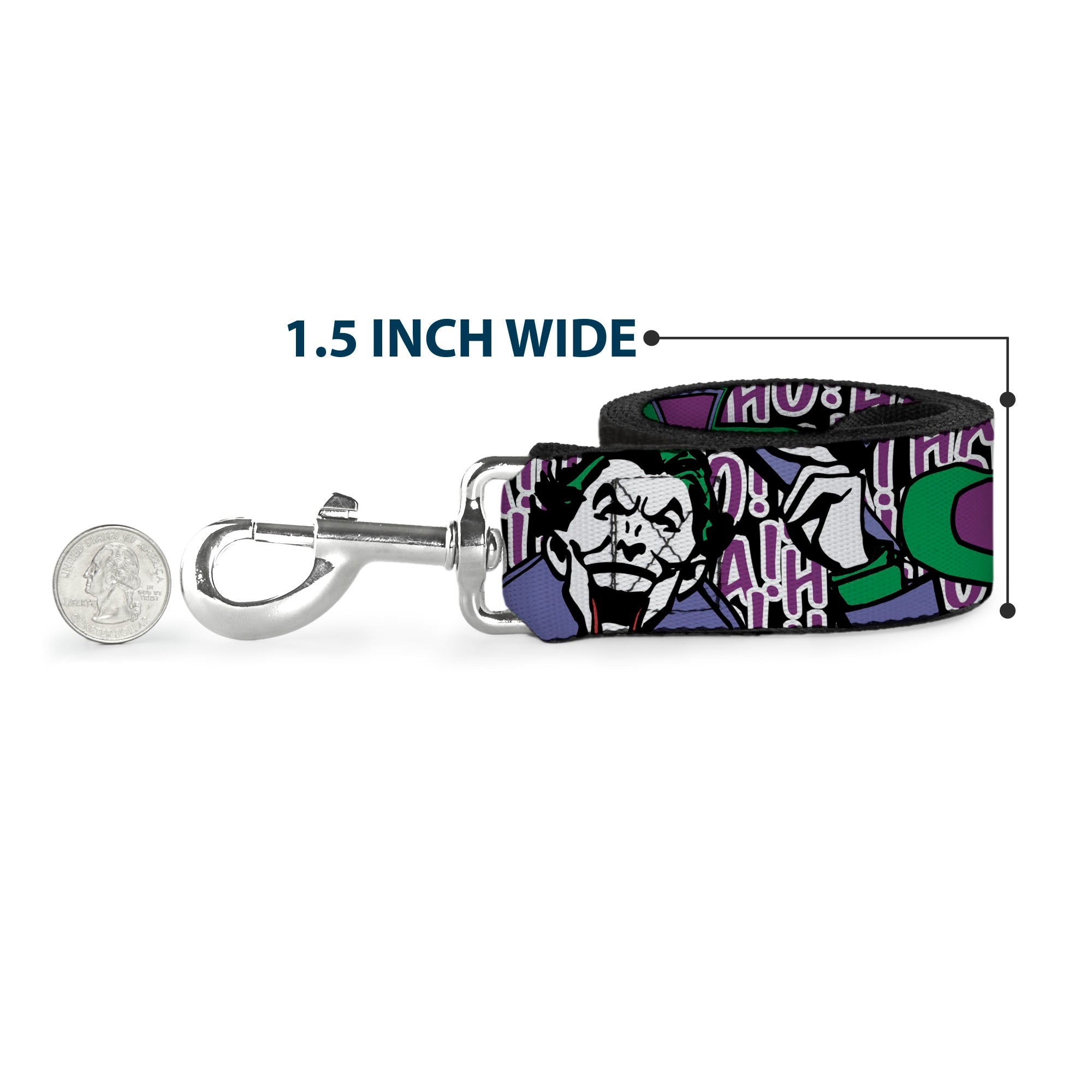 Dog Leash - Joker Face/Logo/Spades Black/White/Purple - HT Animal Supply