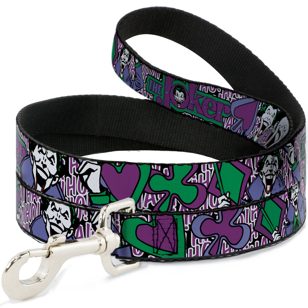 Dog Leash - Joker Face/Logo/Spades Black/White/Purple - HT Animal Supply