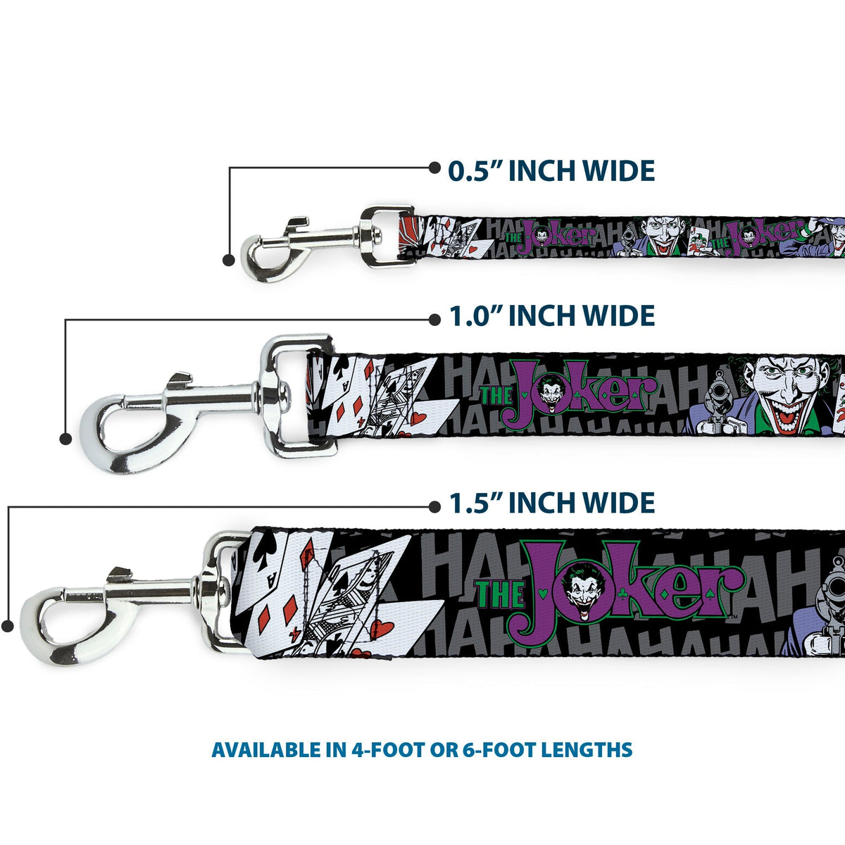Dog Leash - The Joker Pose/Cards/HAHAHAHA Black/Gray 