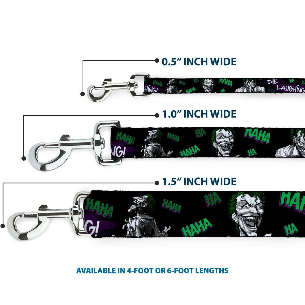 Dog Leash - Joker DIE LAUGHING! HAHA Black/Purple/Green 