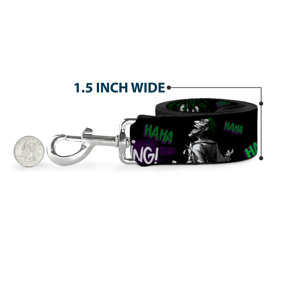 Dog Leash - Joker DIE LAUGHING! HAHA Black/Purple/Green 