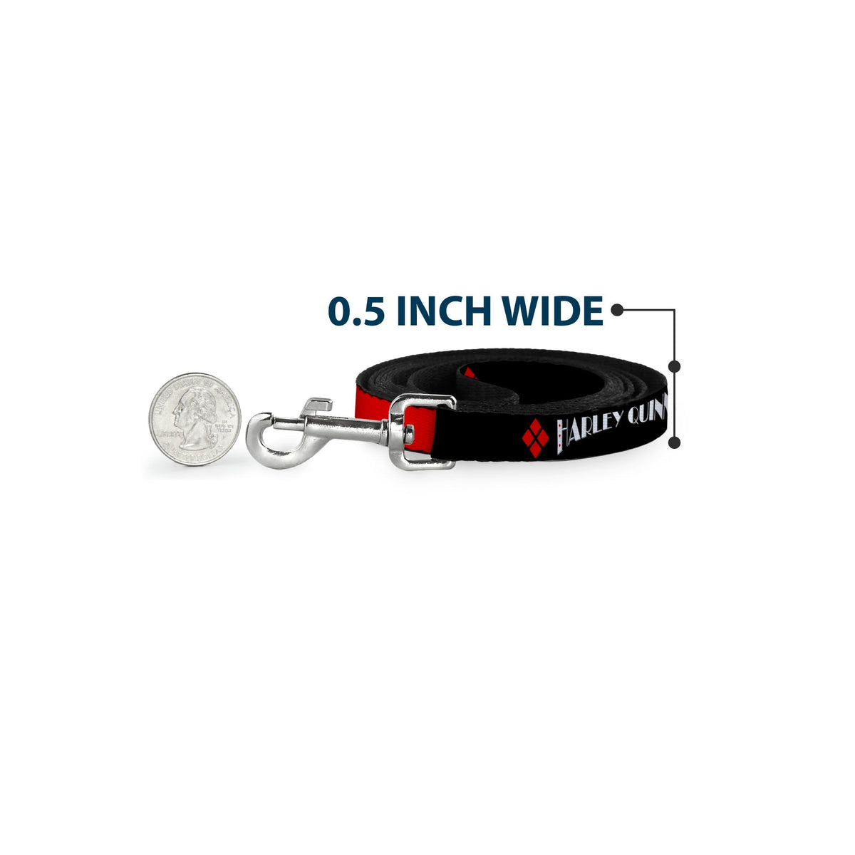 Dog Leash - HARLEY QUINN/Diamonds Black/Red/White 