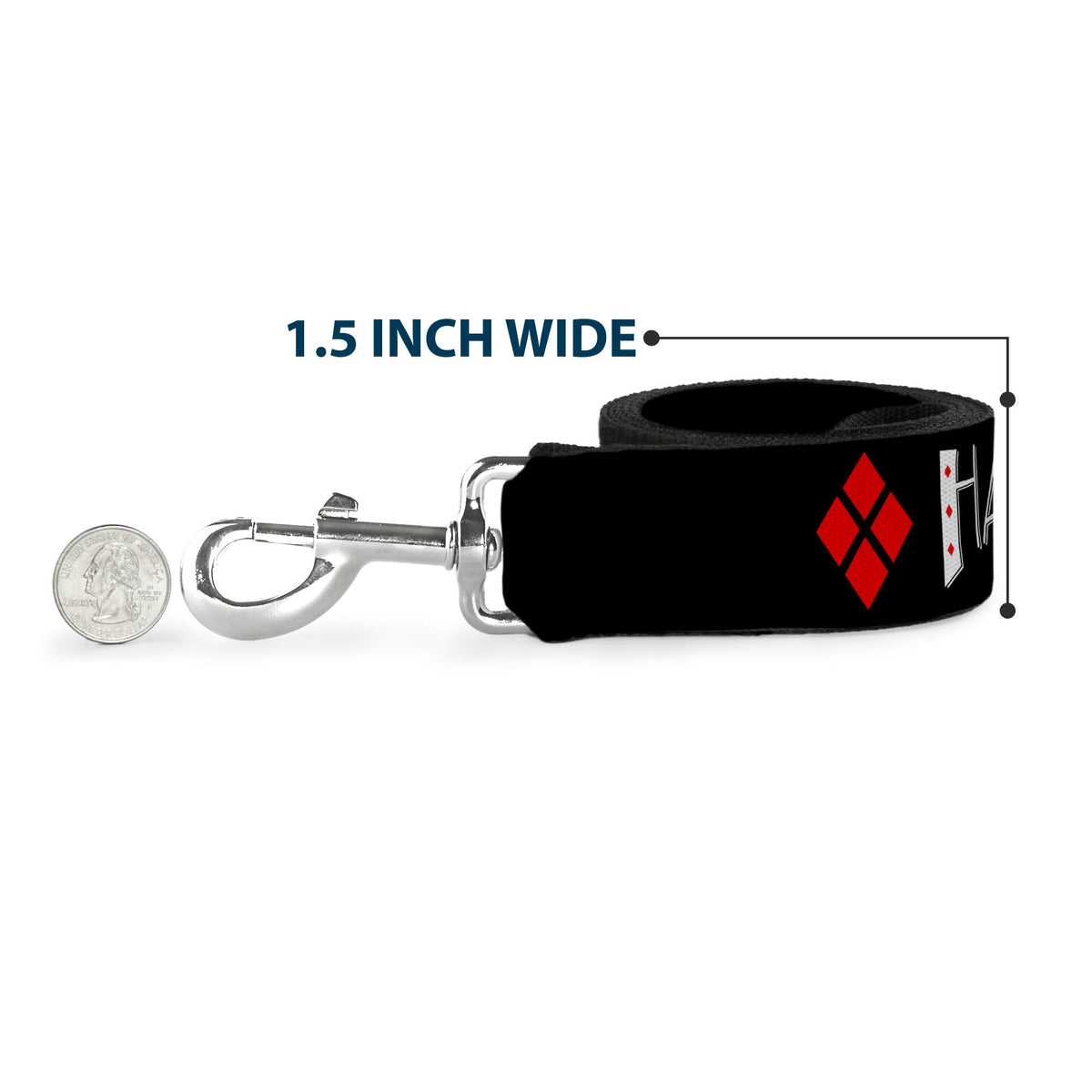 Dog Leash - HARLEY QUINN/Diamonds Black/Red/White 